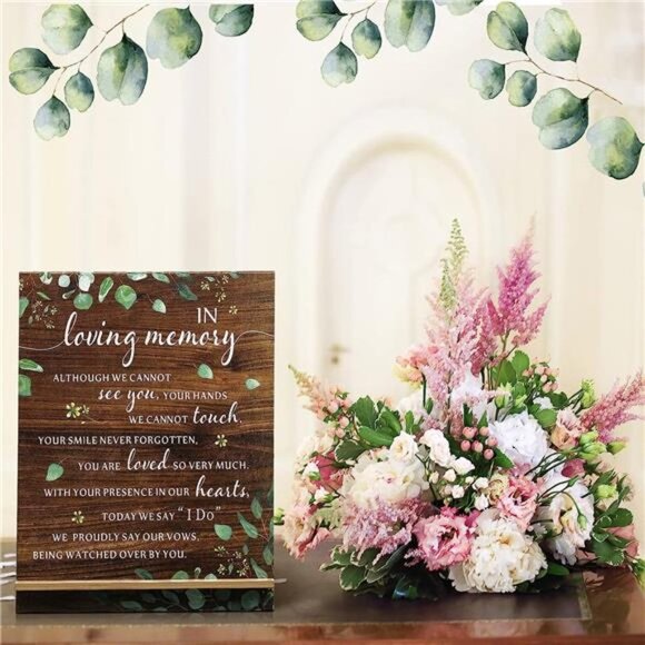 Memorial Table Sign for Wedding, Wedding Wooden Decorations for Reception - Picture 2 of 6